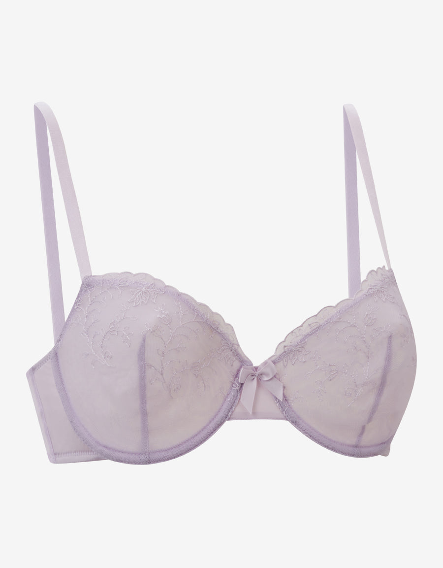 Embroidery Non Padded Balconette Bra