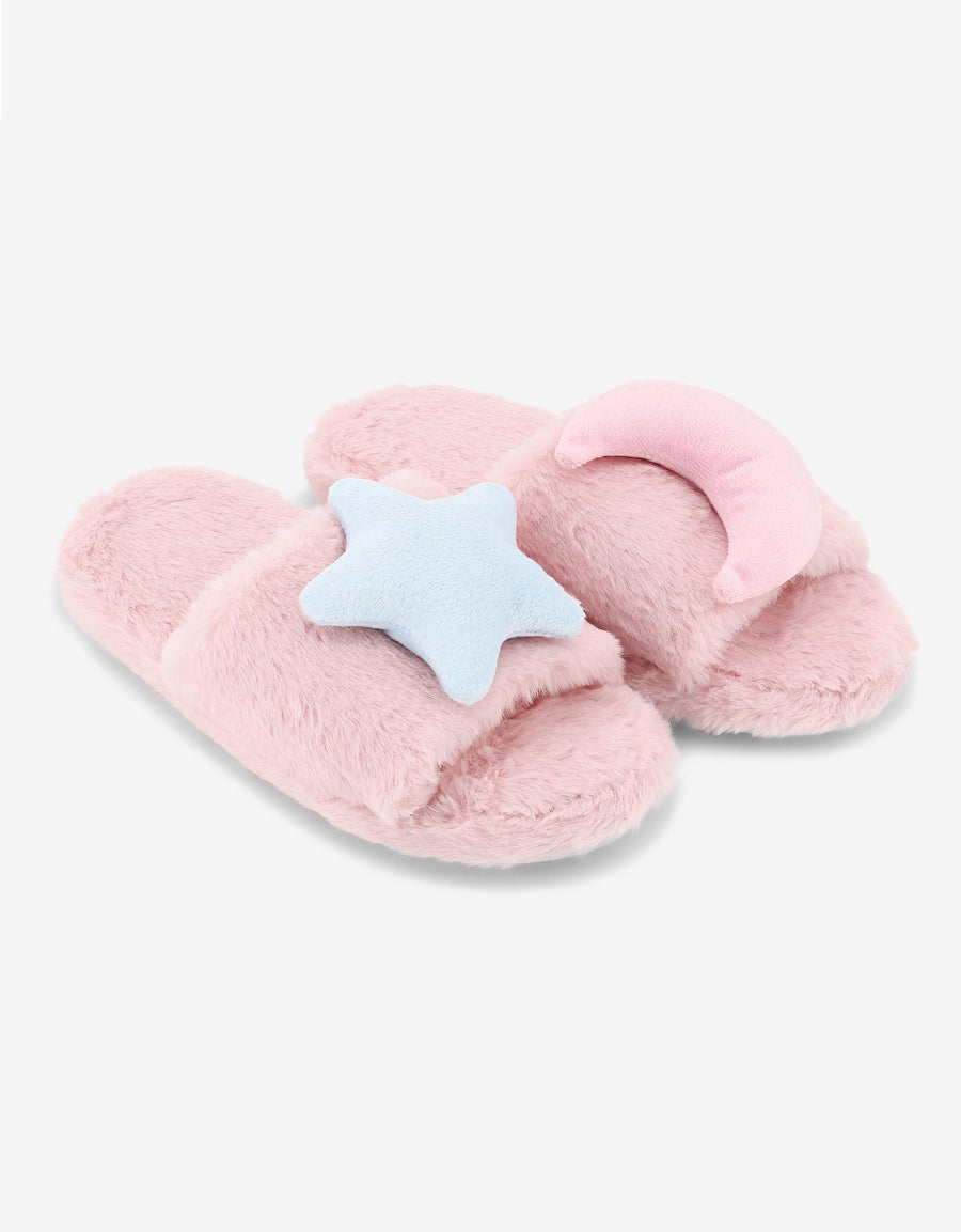 Fleece Open Toe Slippers